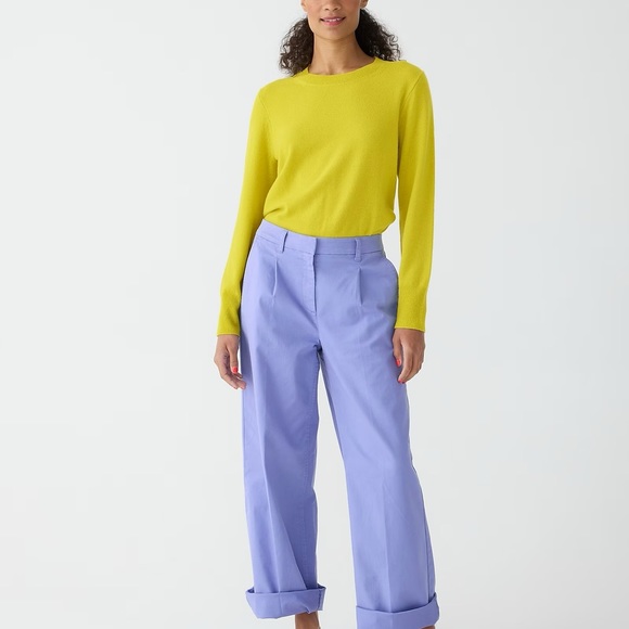 J. Crew Cashmere classic-fit crewneck sweater in Burnish Chartreuse S $128 BA400 - Picture 2 of 11